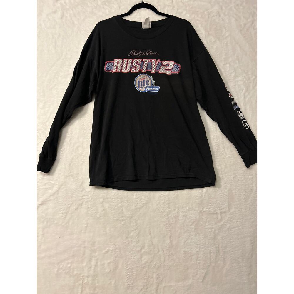Rusty Wallace NASCAR Long Sleeve Racing Shirt Large‎ Black Chase Authentics